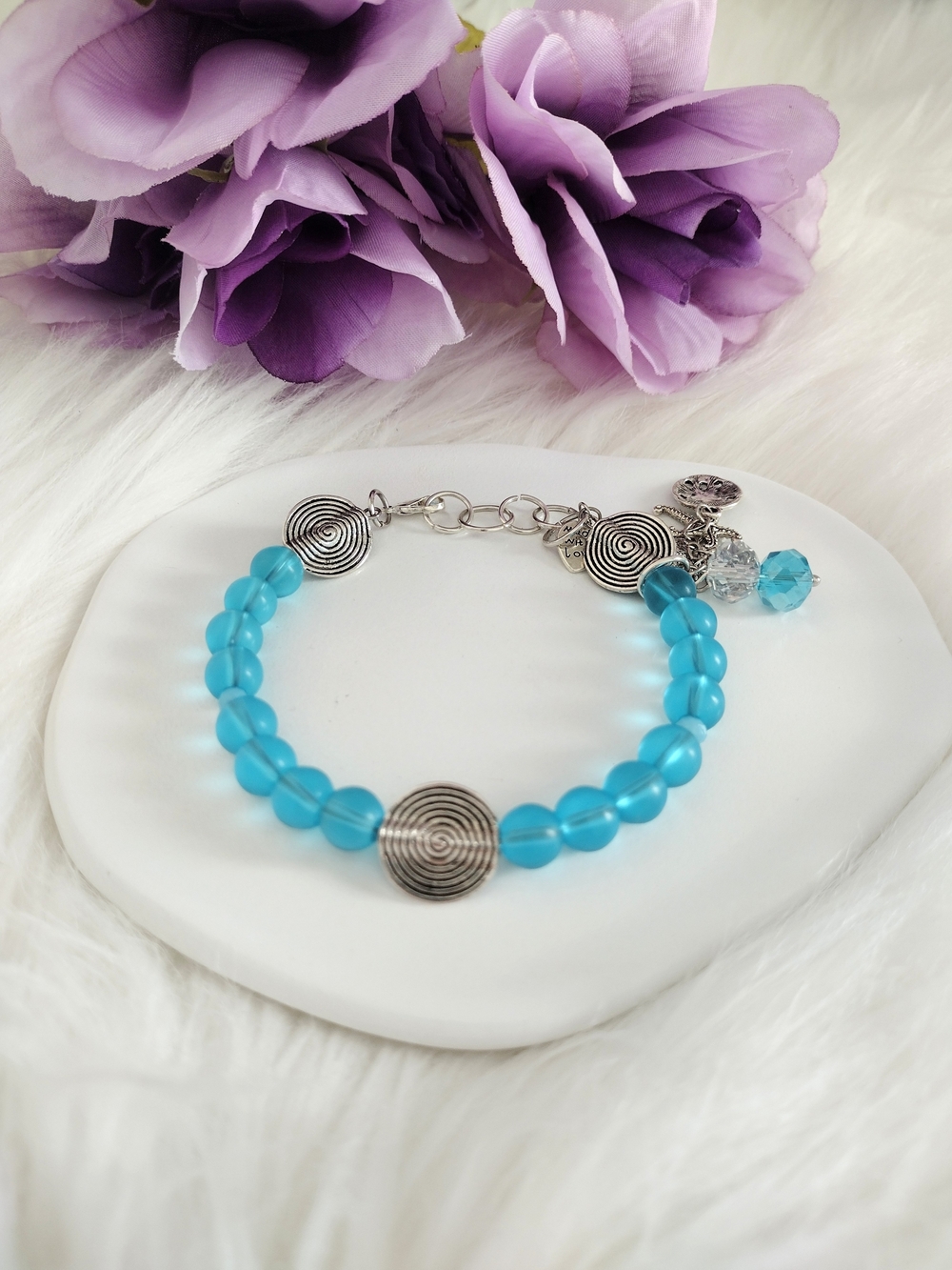 Ocean Themed Blue Beaded Bracelet Charms